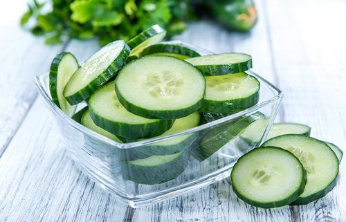 Some slices of cucumber.