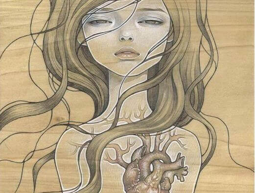 A woman representing wounded people.