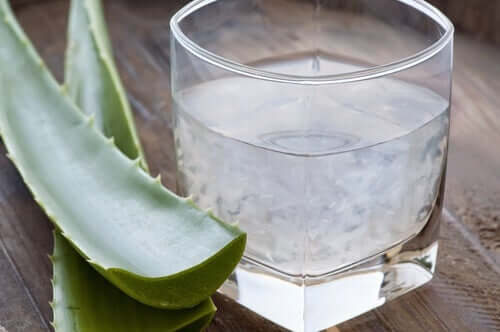 A glass of aloe vera drink.