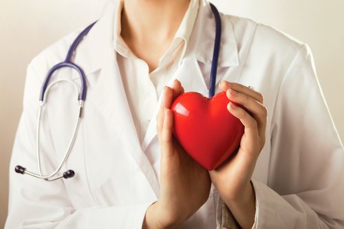 Doctor holding a heart toy benefits of eating eggplant