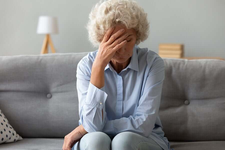 An elderly woman with fatigue.
