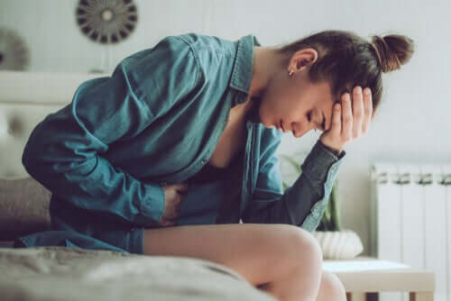 A woman in pain.