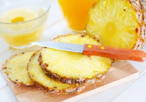 Some slices of pineapple.