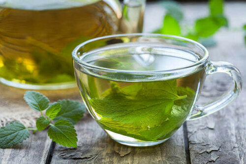 A cup of mint tea.