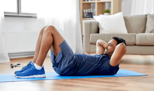 A man doing crunches.