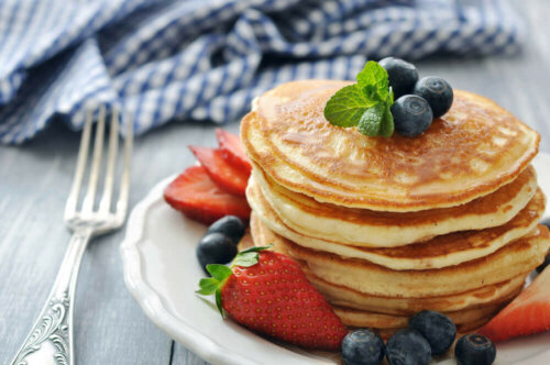 A stack of pancakes.