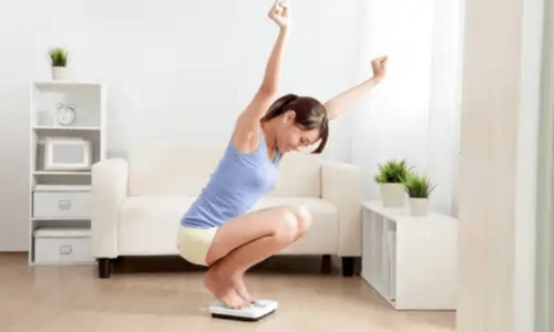 A woman exercising.