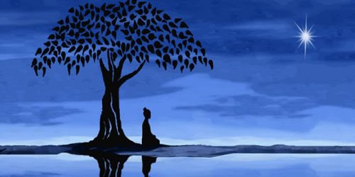 Woman meditating under a tree