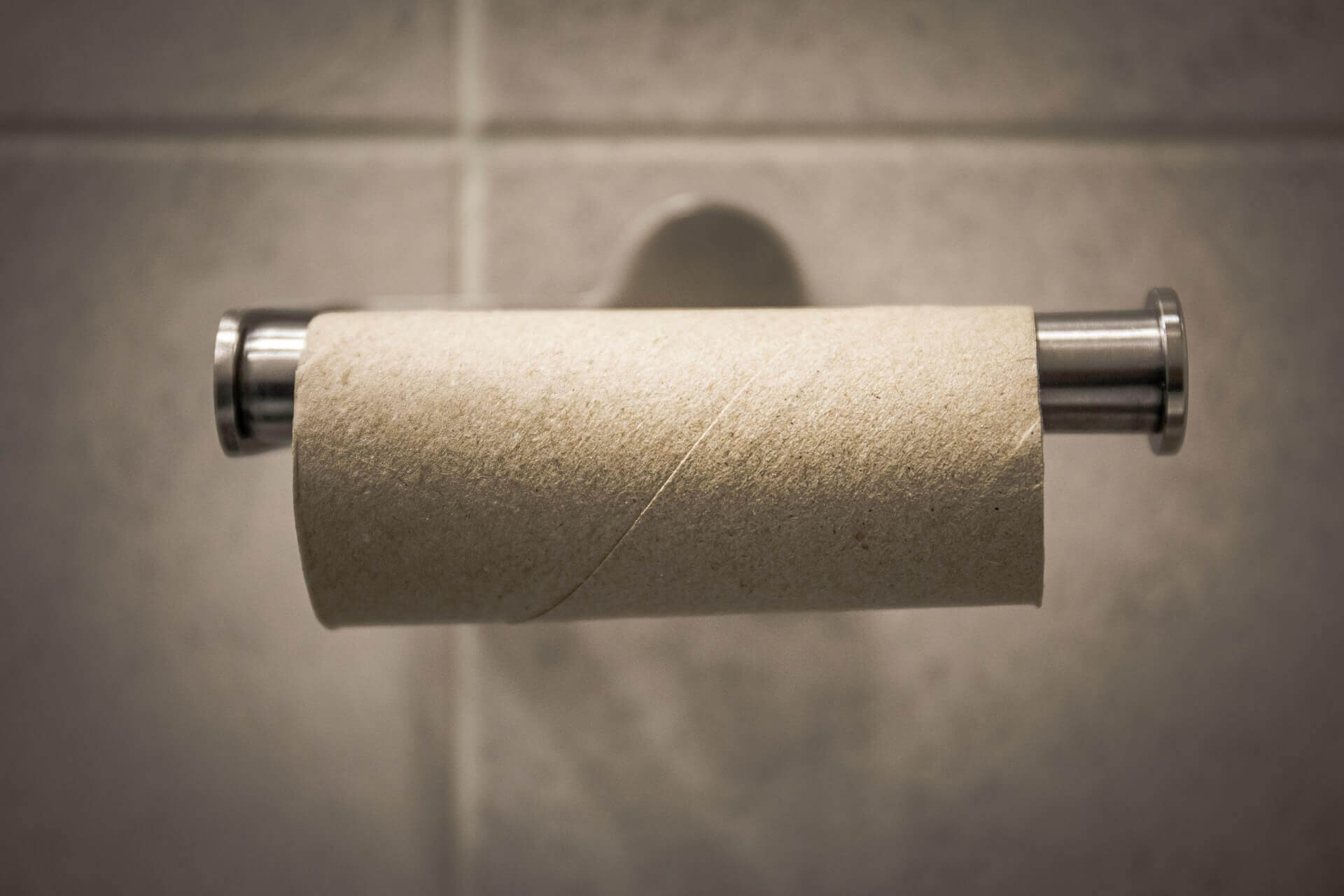 An empty tube of toilet paper.