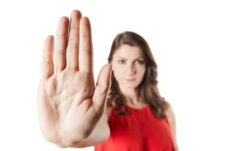 A woman setting boundaries.