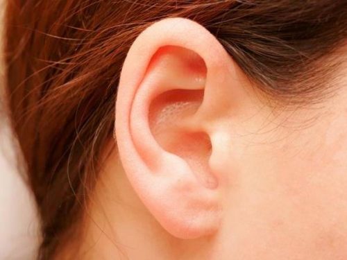 Close up of ear brown hair