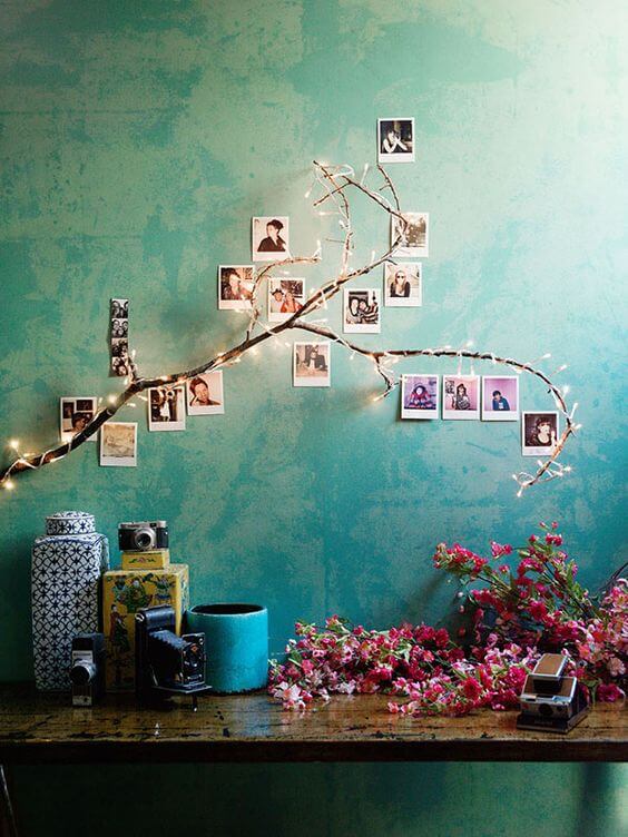 Photographs arranged in a tree shape