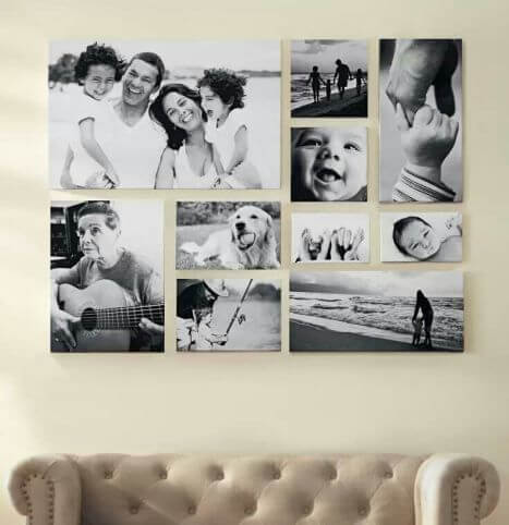Fotografie rodzinne w kolażu - udekorowanie pokoju zdjęciami