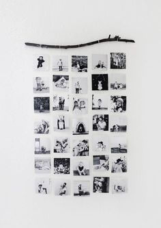 Photographs in a rectangle on the wall