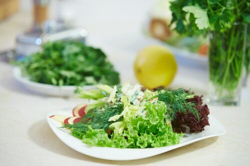Salad plates on a table