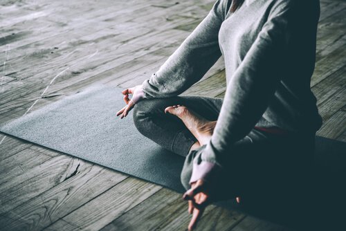Man practicing yoga