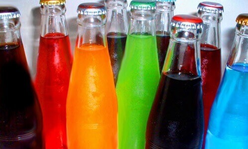 Colorful carbonated drinks