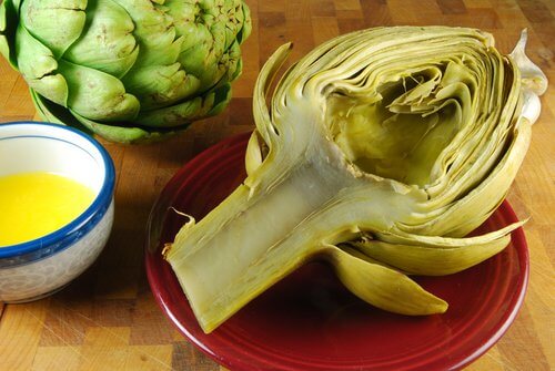A piece of artichoke on a plate