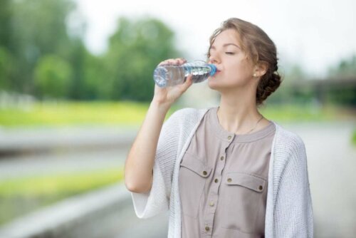 woman drinking water