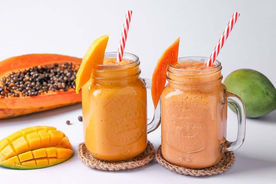 Papaya and mango smoothies.