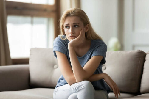 A seemingly sad woman.