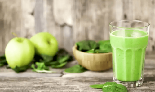 A spinach-apple shake.
