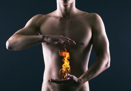 Man suffering from stomach problems