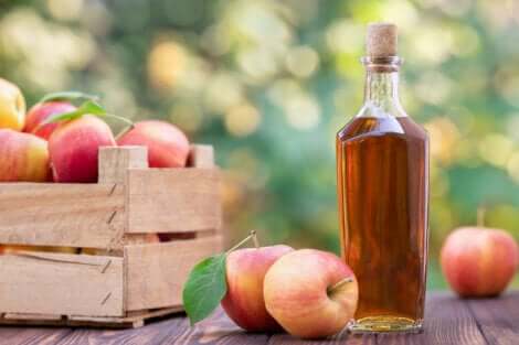 A bottle of apple cider vinegar.