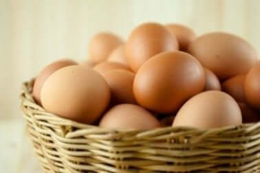 Eggs in a basket.