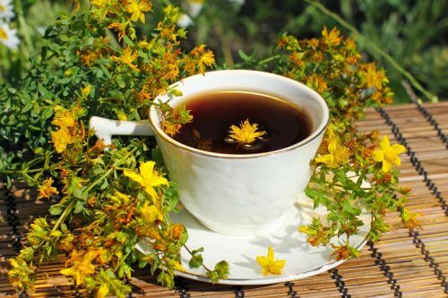 A cup of St John's wort tea.
