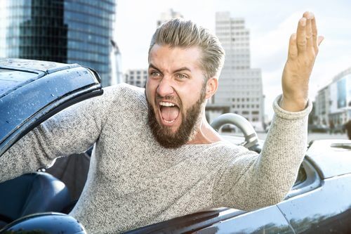 angry man in traffic