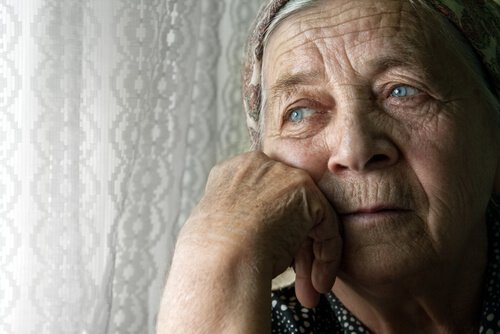 sad old woman