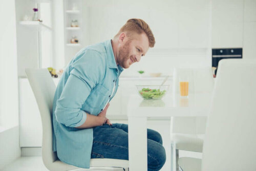 A man with a stomach ache.