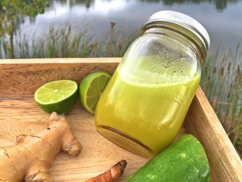 Cucumber drink in mason jar
