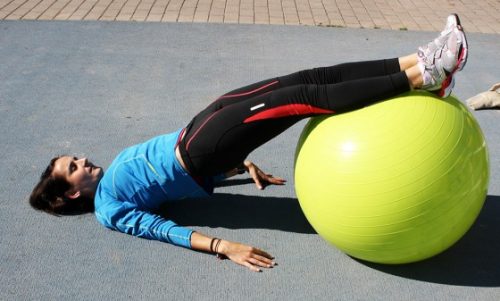 Pelvic elevation with exercise ball