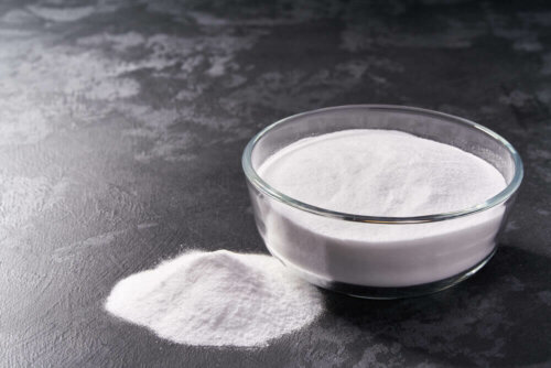 Some baking soda in a bowl.