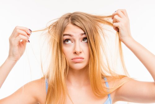 Girl with dry hair.