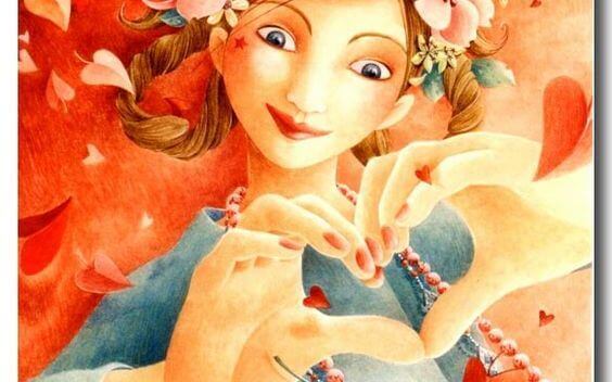 Woman making heart with hands