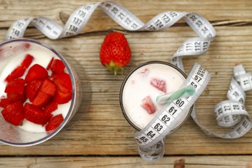 yogurt and fruit smoothie rich in daily vitamins