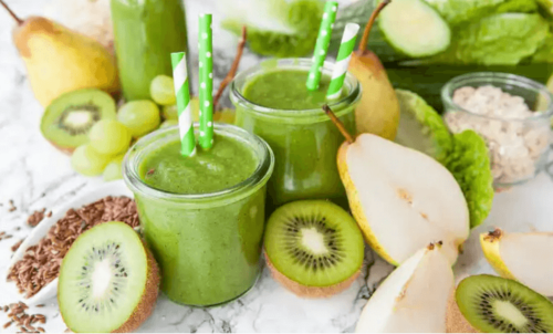 A couple of kiwi-pear shakes.
