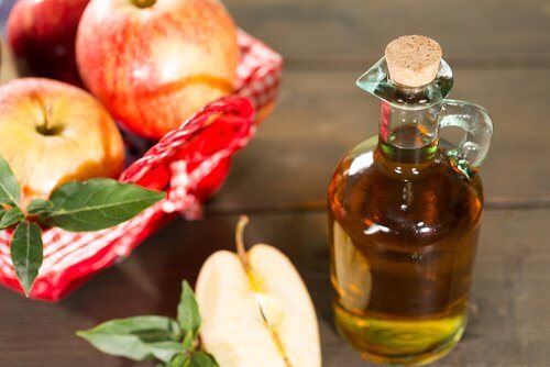 A bottle of apple cider tea.