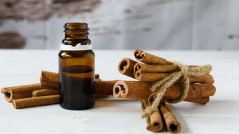 A bottle of cinnamon oil.