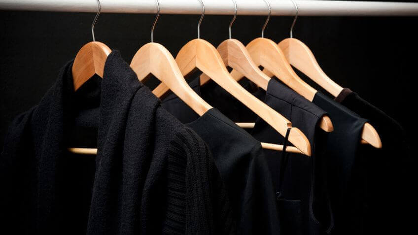 Black clothes hanging.