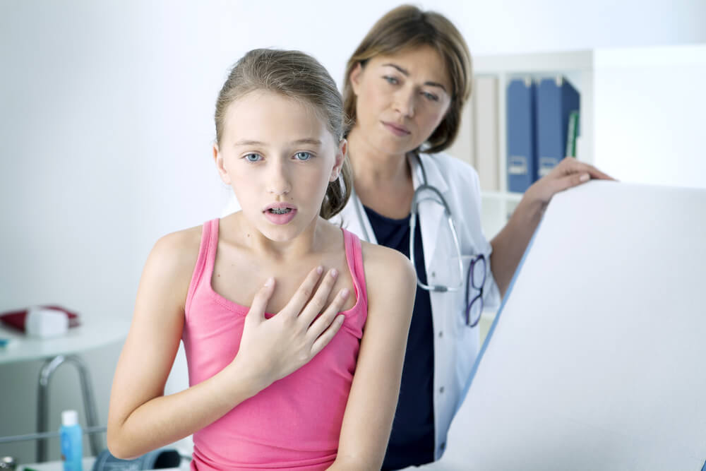 Girl suffering from asthma