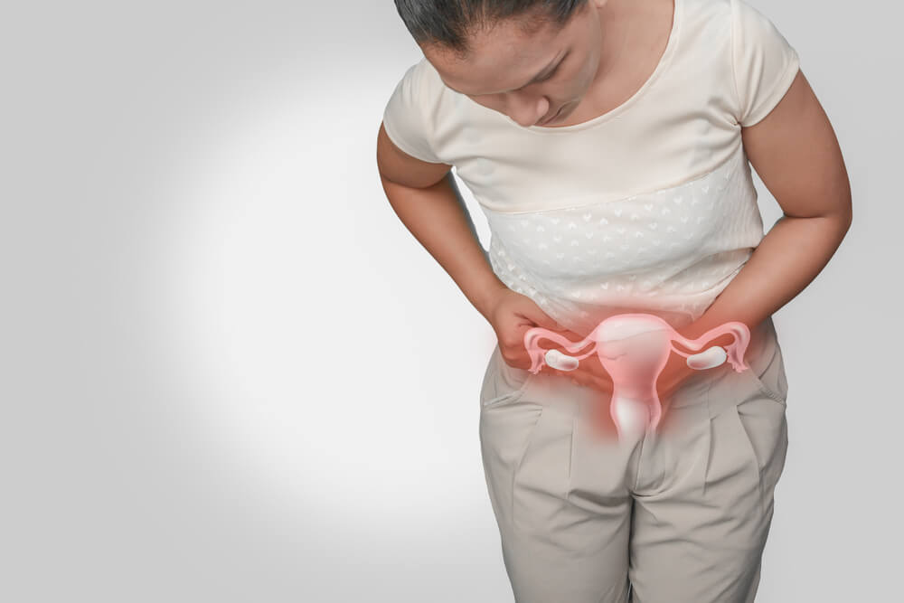 A woman suffering from period pain.