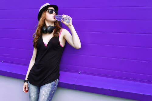 woman drinking water