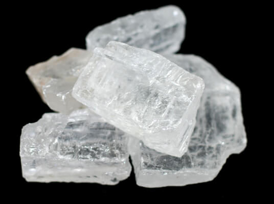 Several aluminum salt rocks.