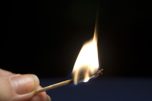 a match burning