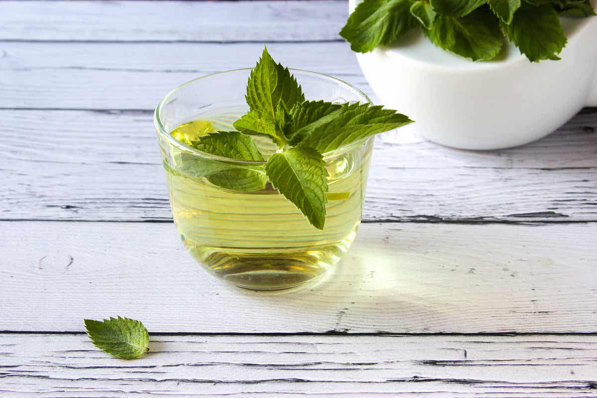 A cup of peppermint tea.