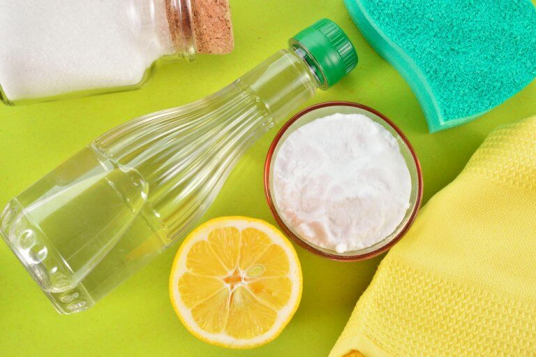 salt, white vinegar, and lemon